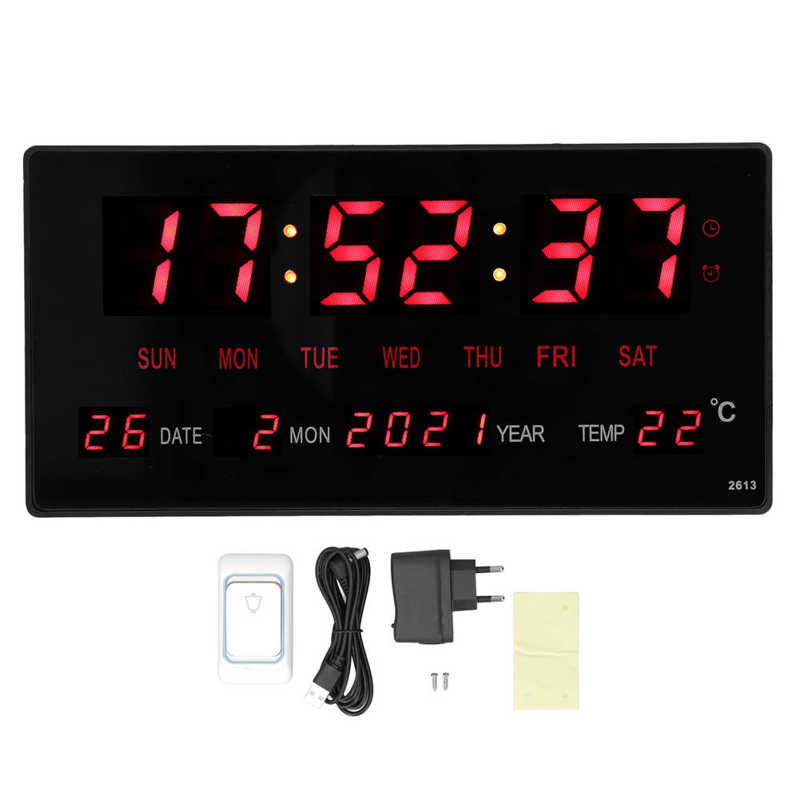 100‑240V LED Digital Wall Clock Desktop Large Display Electronic Date Clock Power Off Memory for School: European regulations