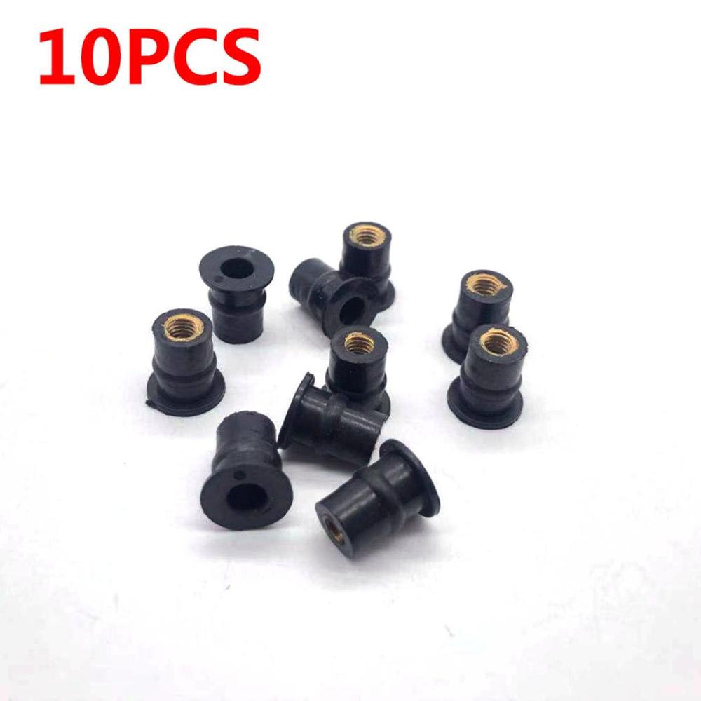 10Pcs M5 Rubber Wellnut 5Mm Metrische Motorfiets Voorruit Goed Moer Wellnuts Messing Moeren Voor Windschermen Stroomlijnkappen Kappen