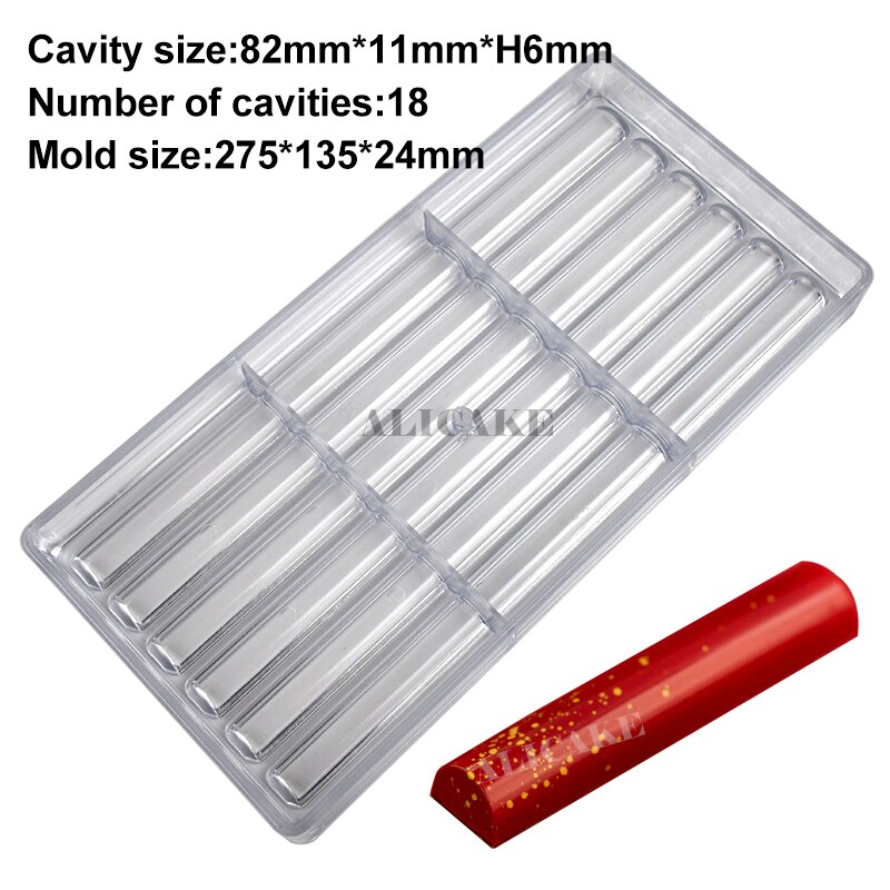 Polycarbonate Chocolate Molds Cylinder Stick Cake Chocolate Bar Tray Thick Moulds Form for Bakery Baking Mold Pastry Tools: 18L-PC