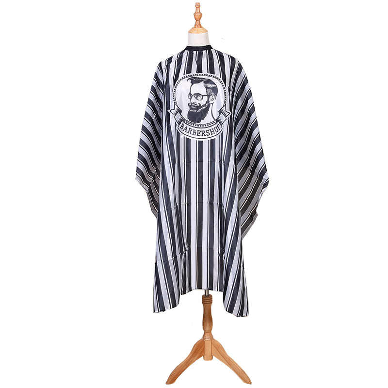 Antistatic Hairdresser Apron Hair Cut Cape Fabric Stripe Color Printing Pattern Non-Stick Hair Comfortable Hair Salon Haircut: Black