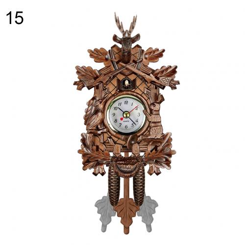 Antieke houten koekoeksklok met vogelklok, klok, wekker, huisdecoratie, overdag, alarm: 15