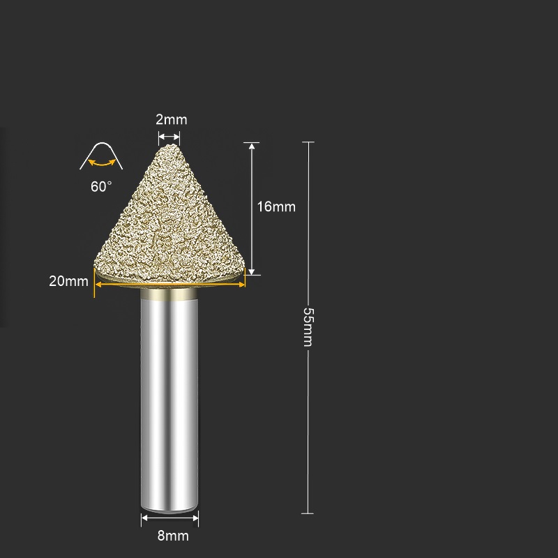 1 st. cnc-slipmaskin i solid hårdmetall med diamantsten för marmor, blåsten och sandsten, konskärare i bottenrelief: 5mm