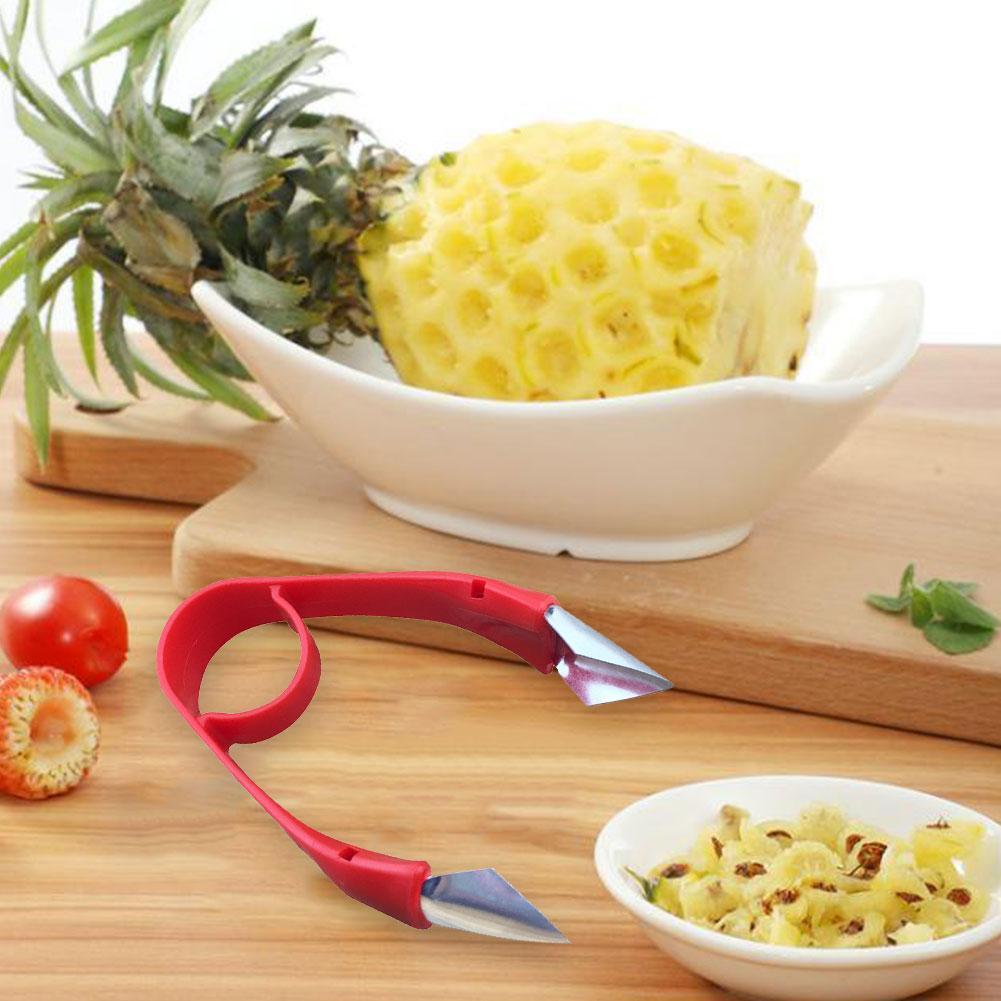 Praktisk fruktkärnborttagningsklämma kökspryl fruktskalningsverktyg fruktpincettskalare skärare rostfri ögon ananas