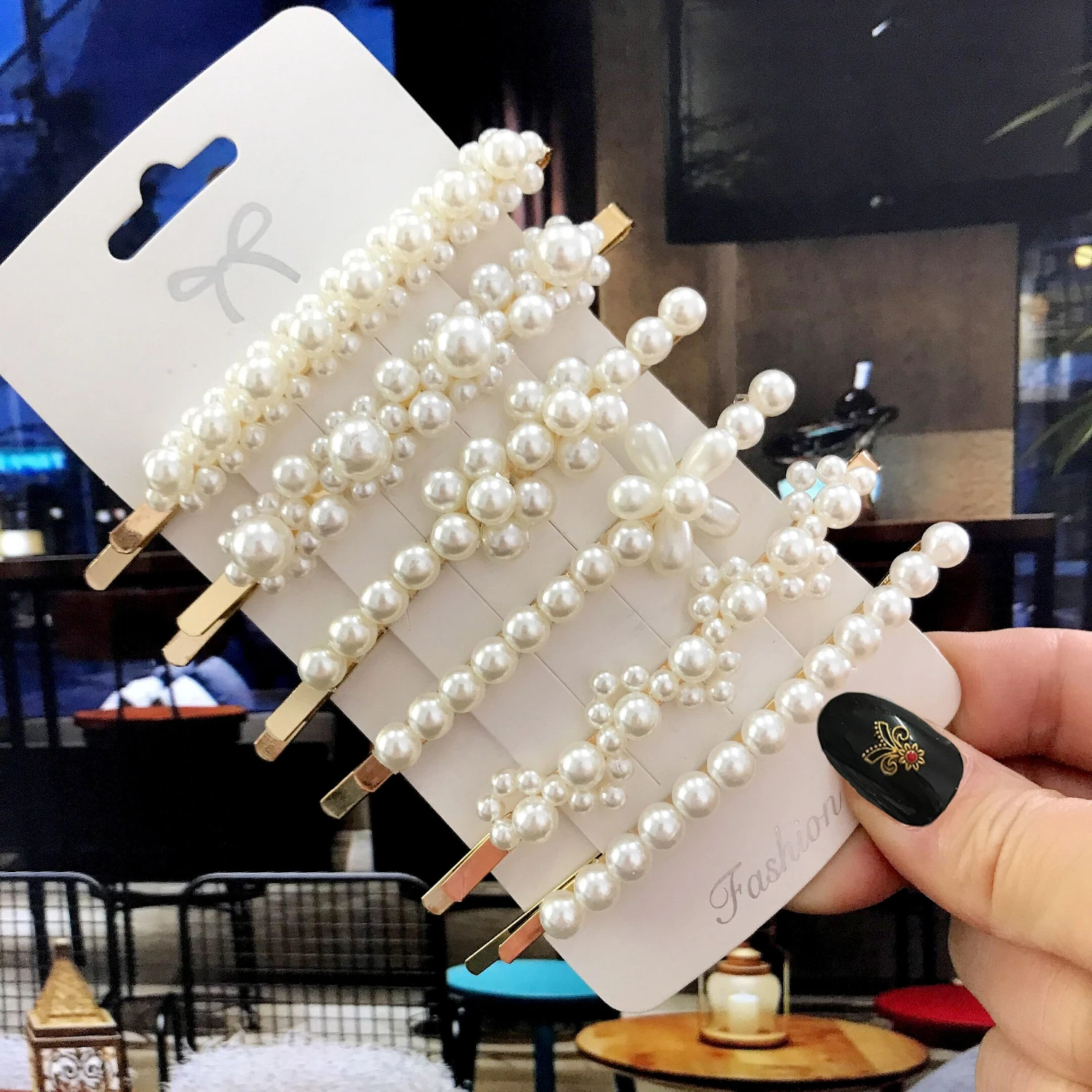 1einstellen Handgemachte Perlen Haar Clips Stift für Frauen Geometrische Blume Barrettes Headwear Mädchen Süße Haarnadeln Haar Zubehör: verrotten