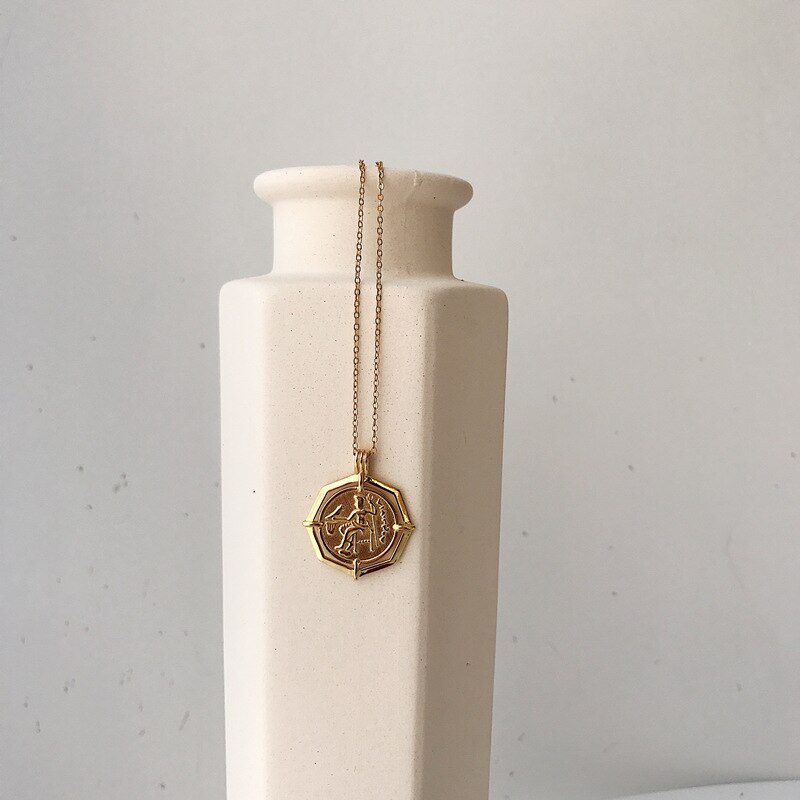 Louleur guld 925 sterling silver halsband rom retro mynt hänge halsband för kvinnor silver 925 fina smycken berlocker matchande