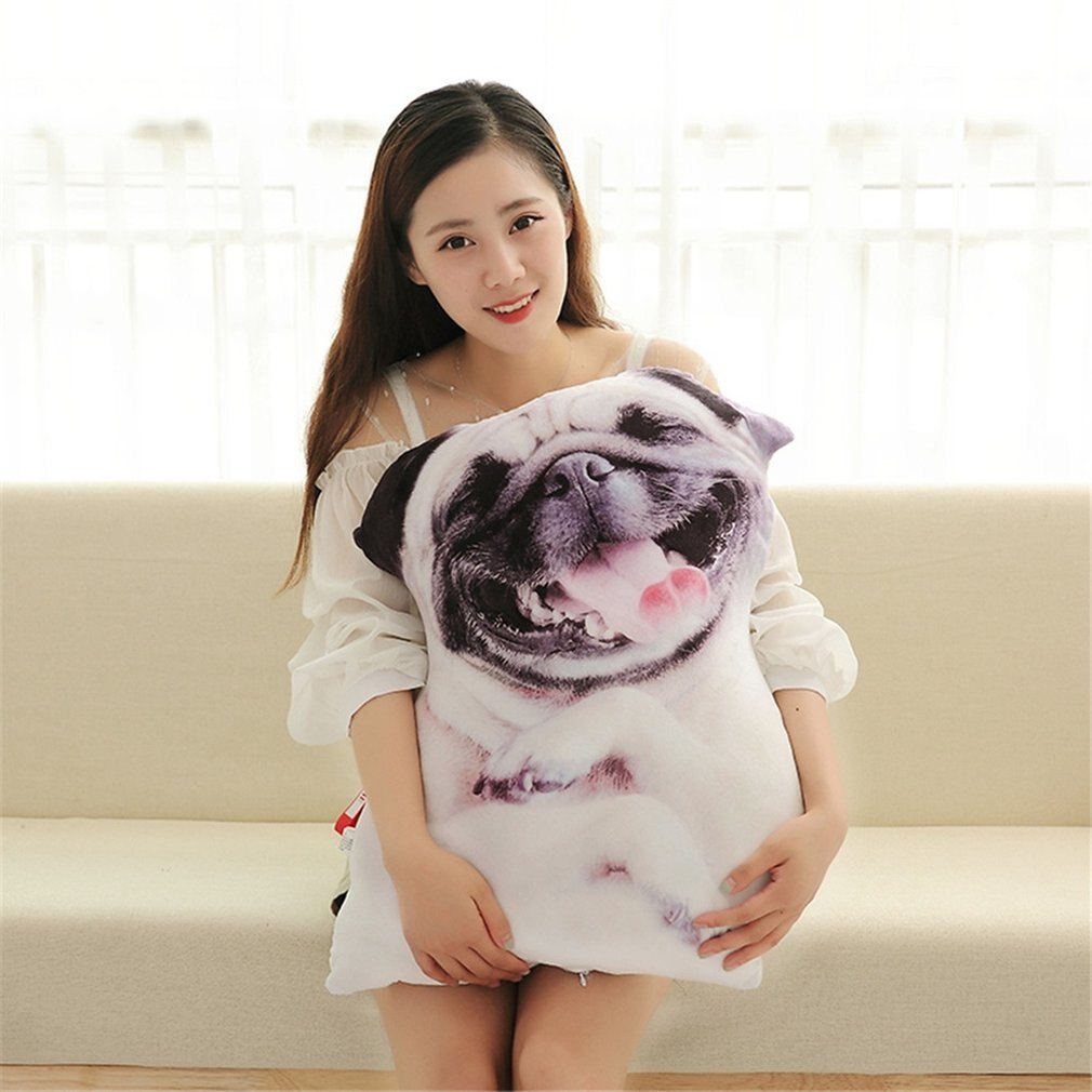 Almohada de simulación 3D para perro, cojín de felpa extraíble y lavable para siesta de oficina, perro, Sharpei, Dálmata, Husky, Lobo: Rojo