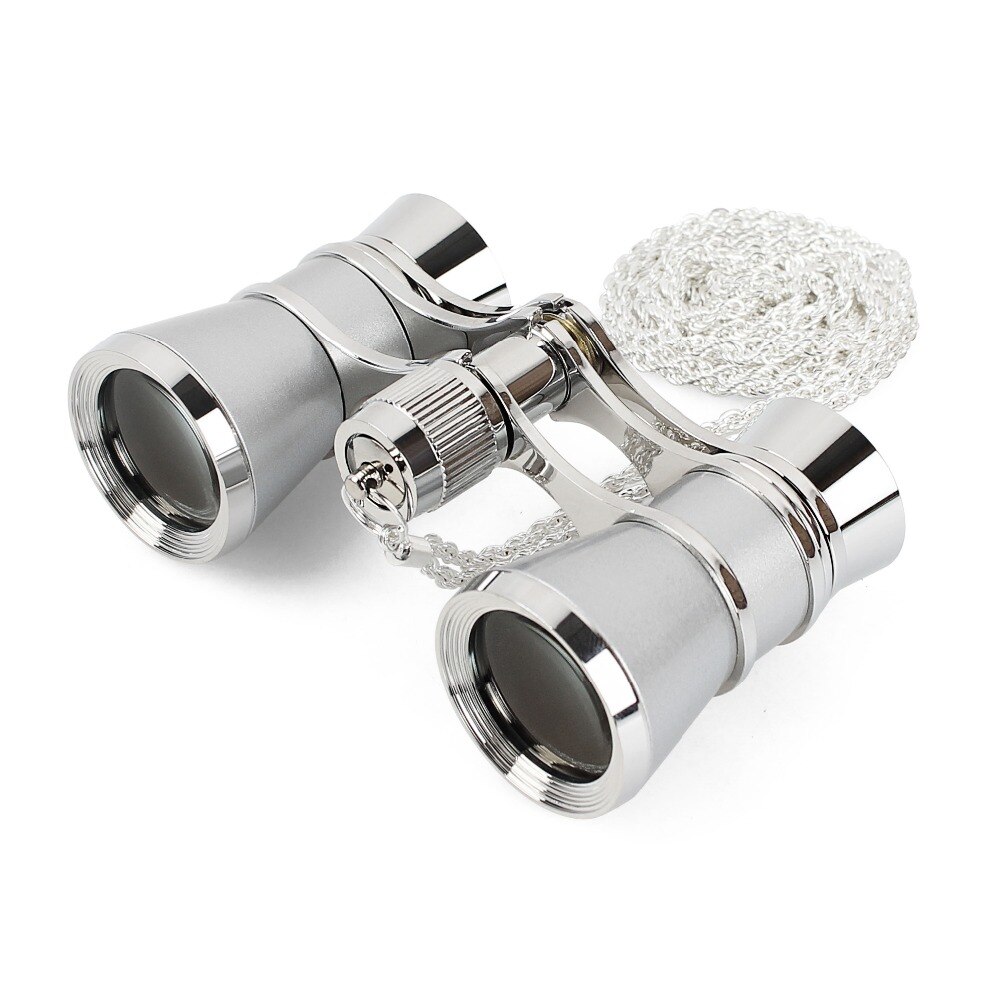 Prismáticos clásicos plegables para teatro, lentes ópticas de cuerpo de Metal con cadena, telescopio de Retro, 3x25