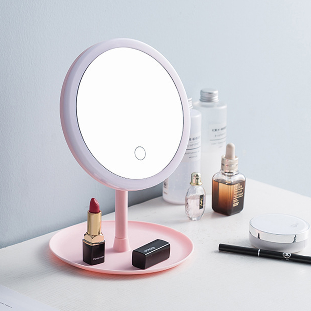 USB Charging LED Beauty Makeup Mirror With Light Lamp Touch Screen Desktop Cosmetic Mirror Light Vanity Adjustable Vanity Mirror