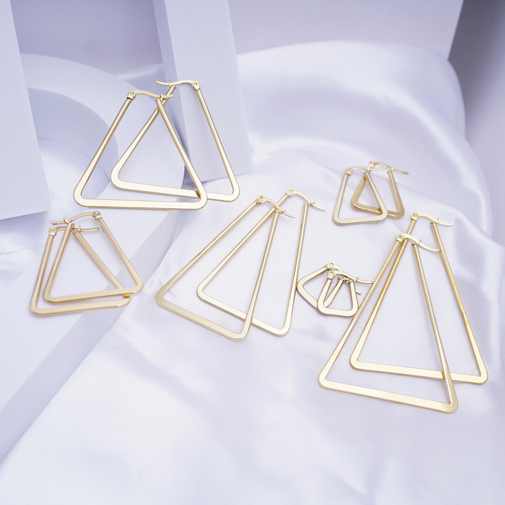13/23/33/43/53/63mm triângulo de aço inoxidável grandes/pequenos brincos de argola para presentes femininos meninas hiphop piercing pendurado earings