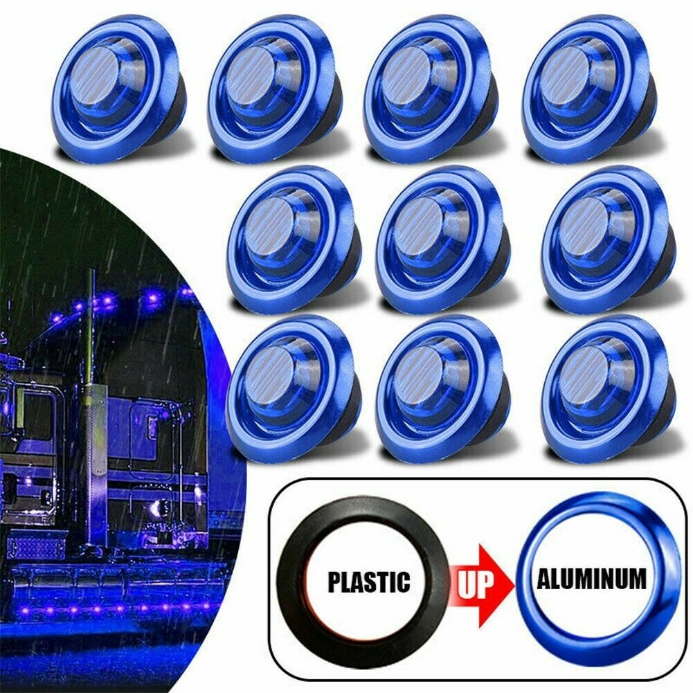 Fuleem 20PCS Mini 12V-24V 3/4 Inch Bullet Round Blue LED Side Marker Indicator Lights For Truck Boat SUV ATV Waterproof