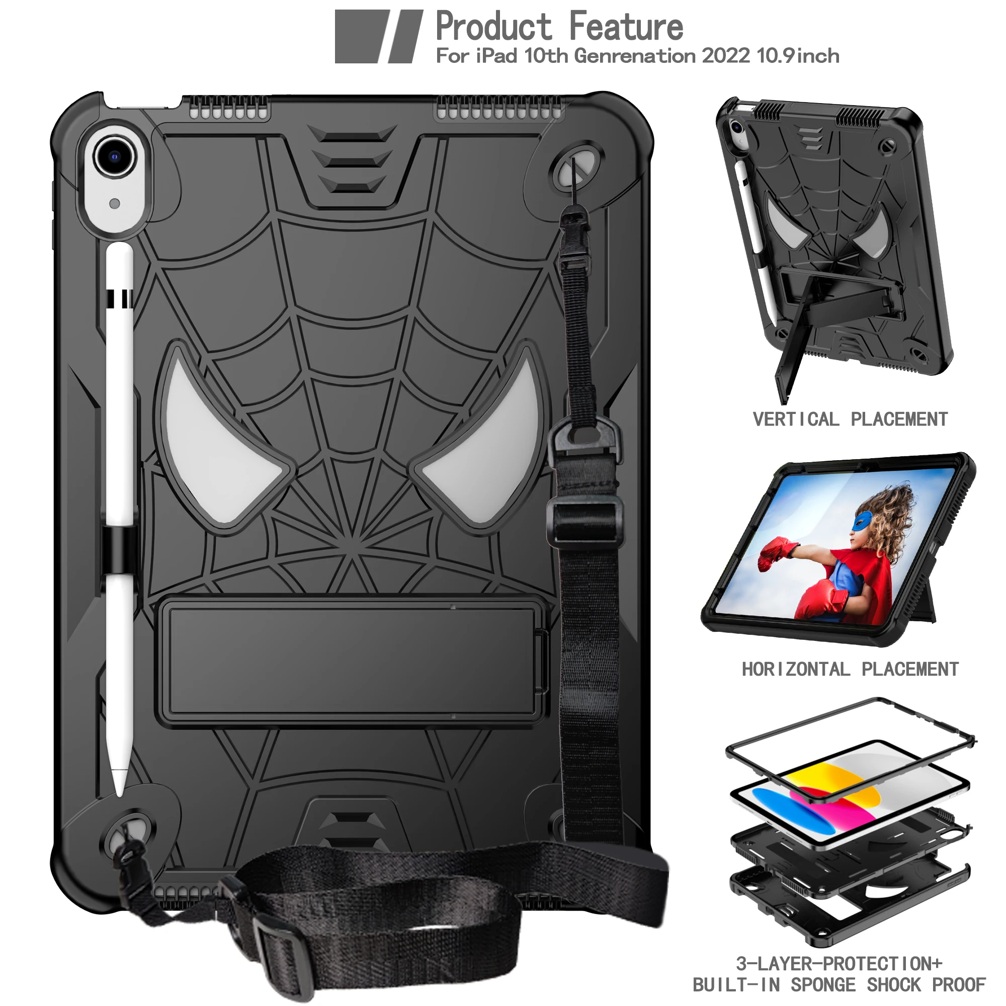 Funda protectora de cuerpo completo para tableta, cubierta a prueba de golpes para ipad 10, 10. ª generación, A2757, A2777, A2696, 2022: Rojo