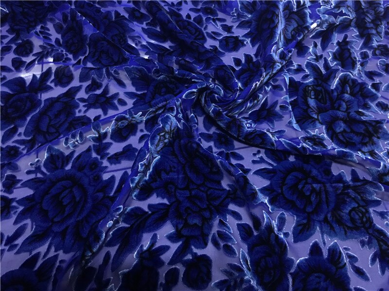 Tummansininen pioni kukka sametti 100%  silkkikangasta pleuche ikäkauden mulperi samettikankaat cheongsam mekko hame puku