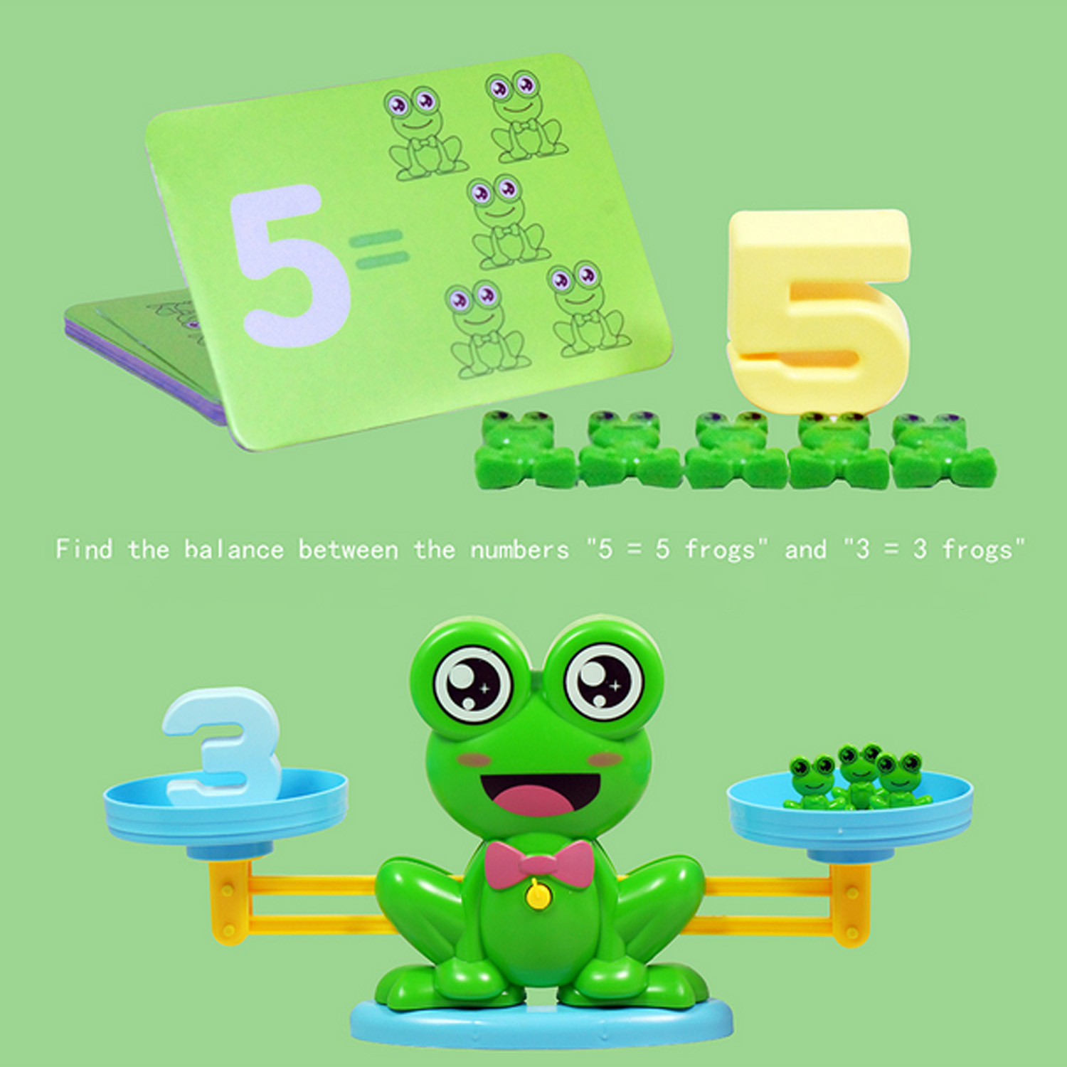 Kids Leuke Cartoon Kikker Weegschaal Tellen Aantal Leren Optellen En Aftrekken Wiskundige Bewerking Math Matching Game Speelgoed