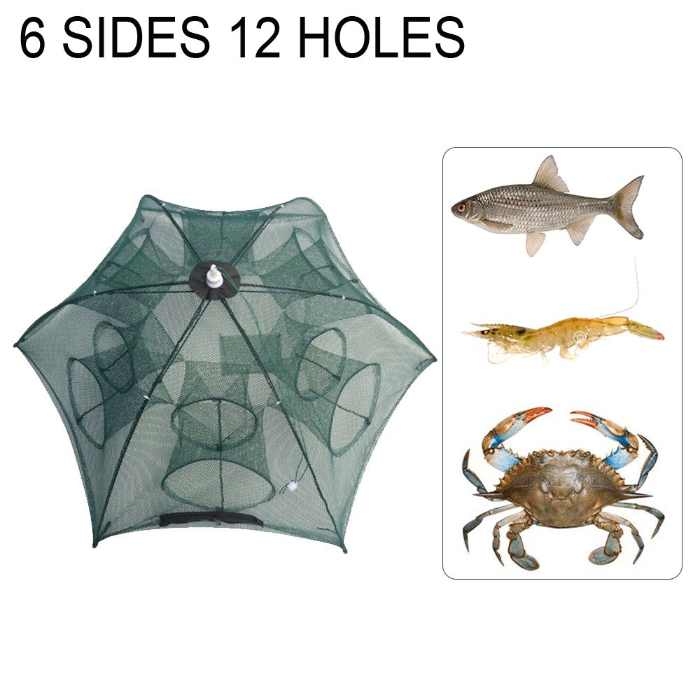 Galvanized Nylon Fishing Net Fish Crab Crayfish Lobster Catcher Pot Automatic Trap Collapsible Trap Cast Keep Net Umbrella Cage: C4