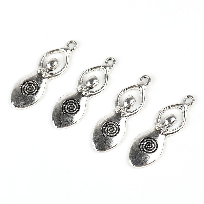 Colgantes de aleación de Metal de Zinc Vintage, diosa de plata antigua, espiral tallada para collar artesanal, accesorios de fabricación de joyería, 10 Uds.