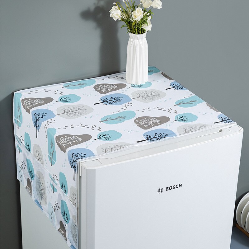 Cubierta blanca antipolvo para refrigerador, con bolsa de almacenamiento, cubierta impermeable para muebles, patrón de necesidad diaria Simple: color 01