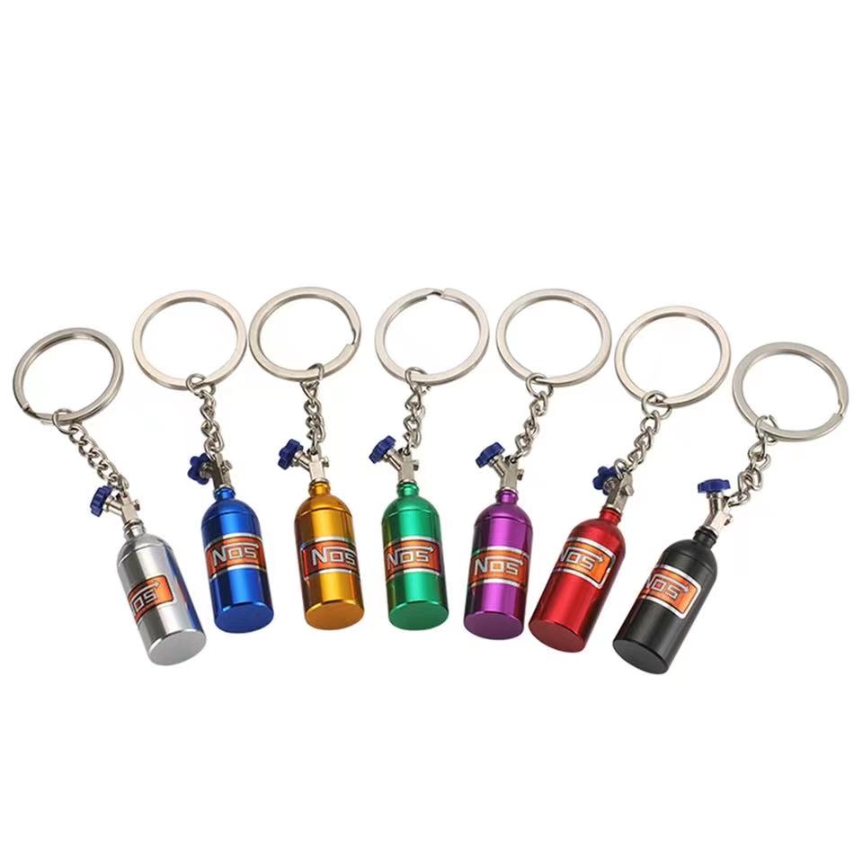 LLavero de Metal con forma de botella de nitrógeno para coche, caja de pastillas de almacenamiento, , Interior de motocicleta