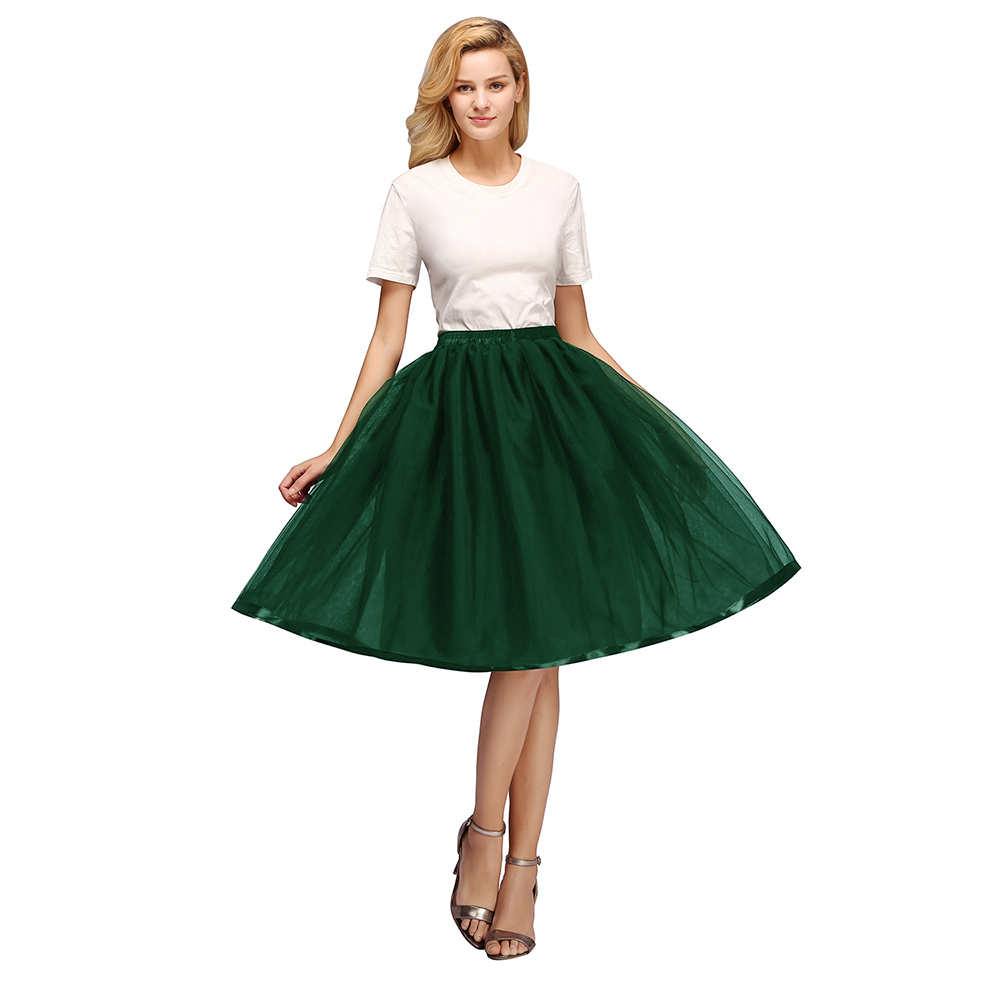 Tüll Kurze Petticoat Hoopless Hochzeit Krinoline Schichten Frau Rock Unterrock Woamn Erwachsene Tutu Rockabilly Braut Zubehör: Deep Green
