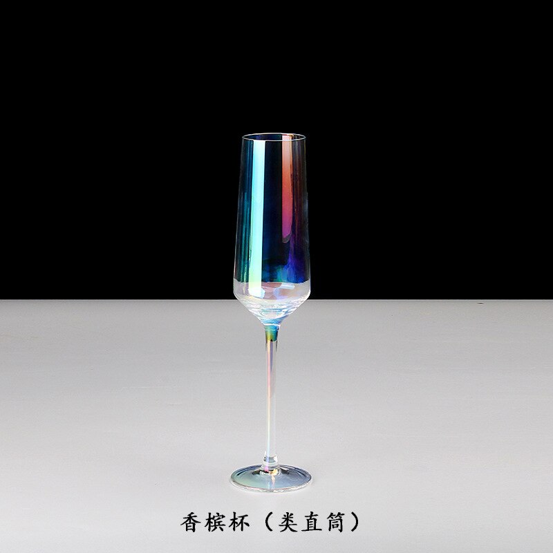 Rainbow Plating Goblet Wine Glass Crystal Cocktail Glasses Champagne Flute Brandy Glass Drinking Cup Stemless Egg Party Supplies: Champagne Flute 1