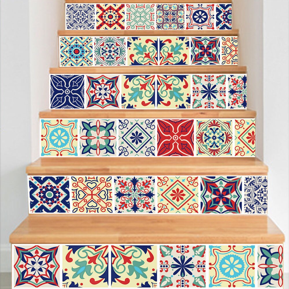 6pcs Stairway Decal Stickers Counter Steps Stairs Decoration Ladder Accessories Wooden Staircase Renovation Upholstery