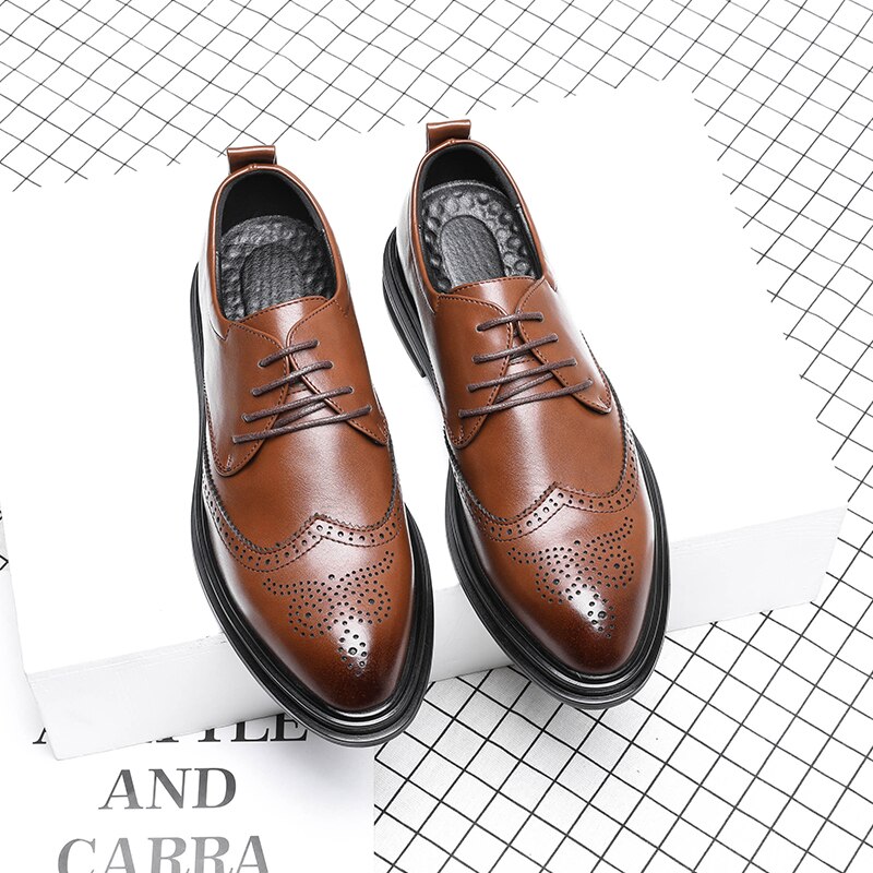 Leren herenschoenen, schoenen voor officiële zaken, casual schoenen, herenschoenen voor bruiloften en feesten: Bruin / 6.5