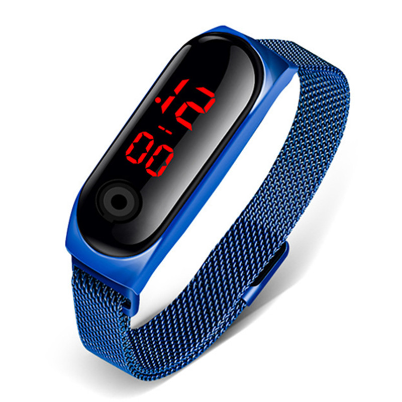 Relojes deportivos Led para hombre, pulsera Digital, reloj electrónico con alarma,: Blue