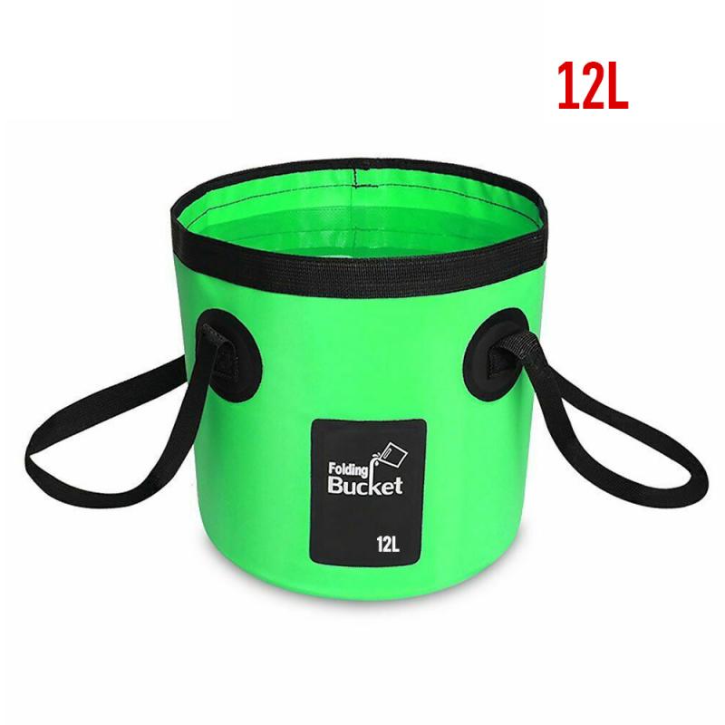 12L Large Capacity Folding Bucket Waterproof Water Bags Outdoor Convenient Fishing Folding Bucket Travel Folding Bucket: 4 green