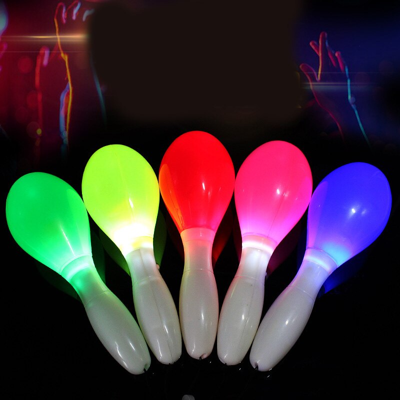 2 stks Maracas Lichten Knipperen Multi-color LED Maracas Licht Neon Zintuiglijke Schudden Lamp Speelgoed Kind Baby Shaker Schudden speelgoed