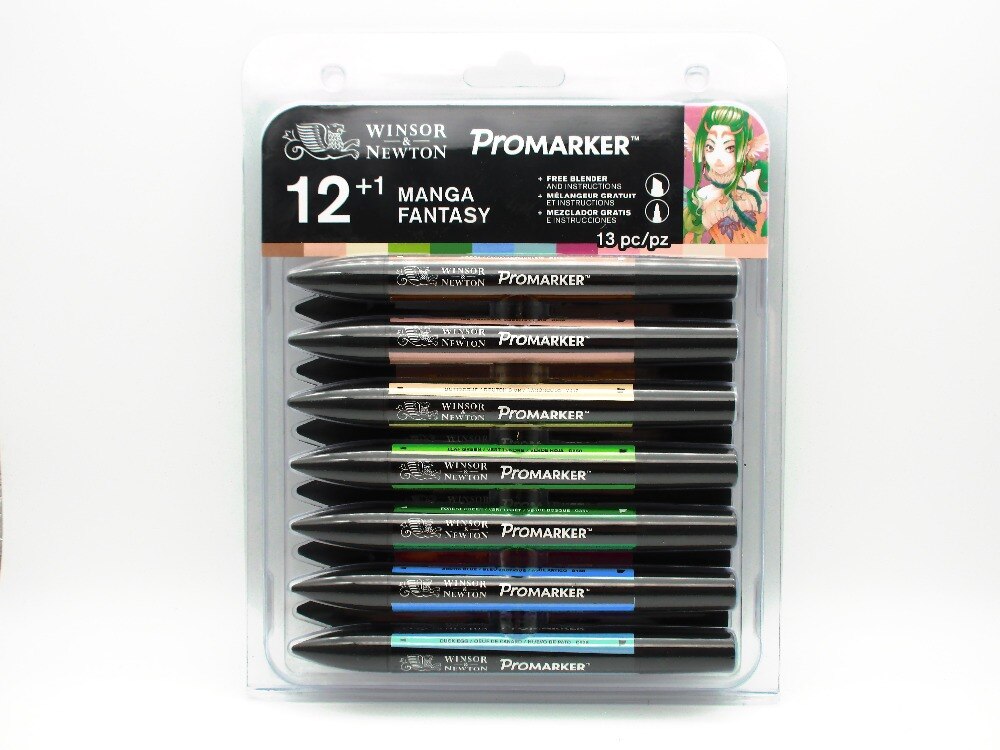 Winsor & Newton Promarker Manga Kuli-einstellen 12 + 1 Marker Stifte 13 stück Skizze Marker Alkohol Basierend Zwilling Spitze manga Malerei Stifte