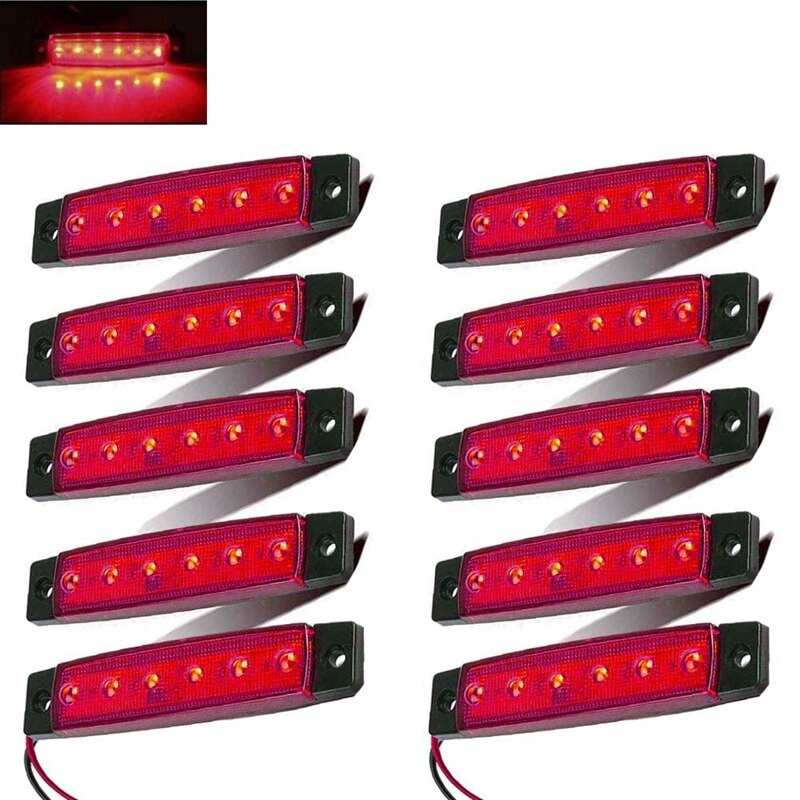 10PCS Marine Boat Lights 12V Waterproof Boat 6 LED Lights Kayak Lights for Boat Deck & Cockpit Decoration Light Red