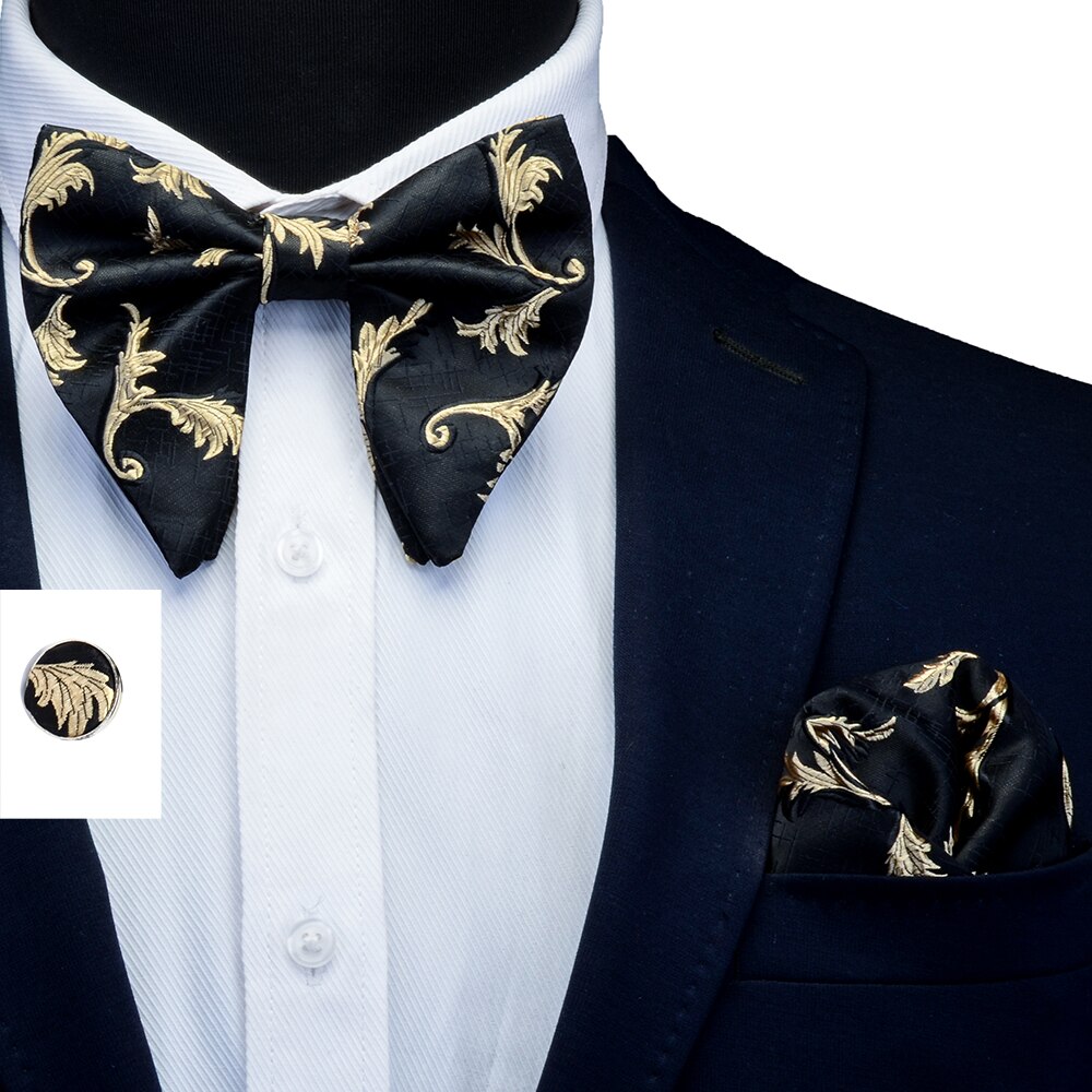 Pajarita grande para hombre, conjunto de gemelos, pañuelo Floral de doble pliegue, pajaritas Rojas, cuadrados de bolsillo para boda,: Champán