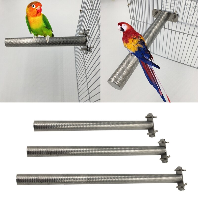 J2FB Parrot Perch Stainless Steel Rod Stand with Rhombic Pattern for Pet Birds