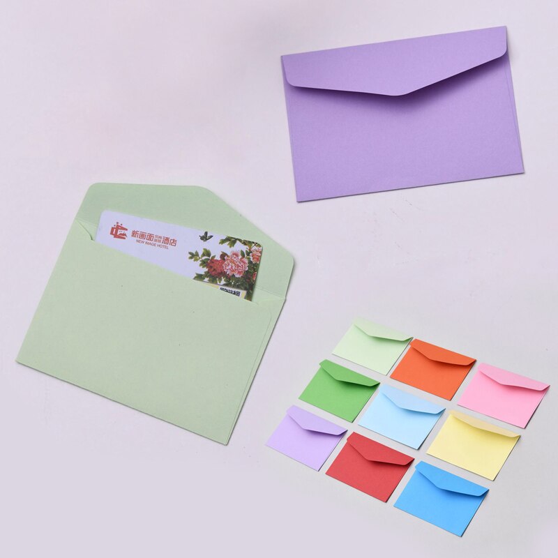 10 stuks/partij snoepkleurige mini-enveloppen, doe-het-zelf multifunctionele envelop van knutselpapier voor briefpapier, ansichtkaarten, schoolmateriaal