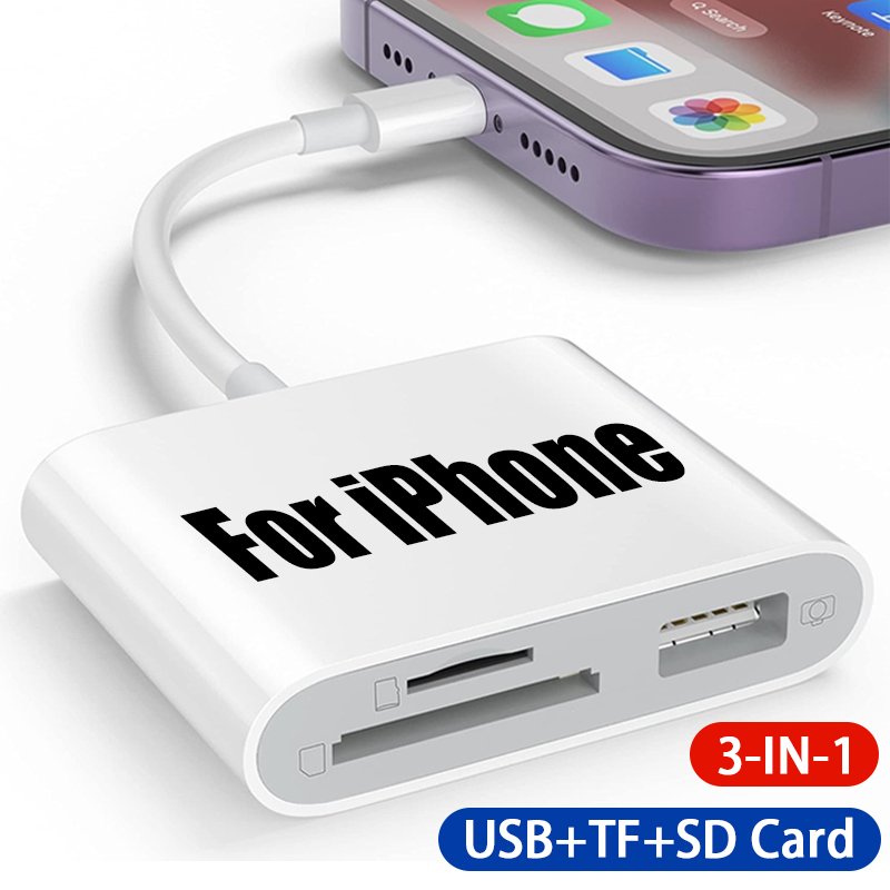 Lector de tarjetas SD para iPhone 14 13 12 11 15 Pro Max 3 en 1 lector de tarjetas de memoria Micro SD adaptador USB OTG para accesorios iPhone iPad