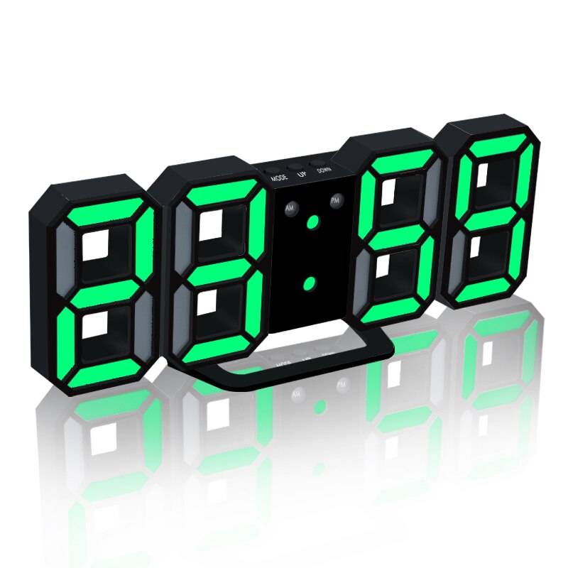 Bord 3d digital klokke alarm slumre hjemmerom dekal vekkerklokke moderne digital ledet bordklokke klokker 24 eller 12- tidtaker: Bg
