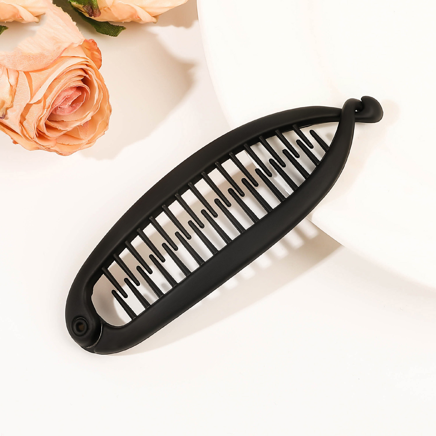 Matowa spinka do włosów w kształcie ryby kucyk bananowa spinka do włosów opaska dla kobiet akcesoria do włosów spinki do włosów Twist Clamp Barrettes nakrycia głowy: SZARY