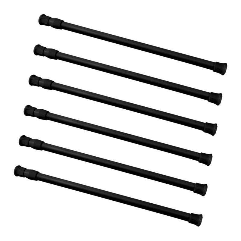 Small Tension Rods for Cabinets Cupboard Bars for RV Closets Refrigerator Spring Rods 11.8 to 19.6 Inches 6 Packs Black: Default Title