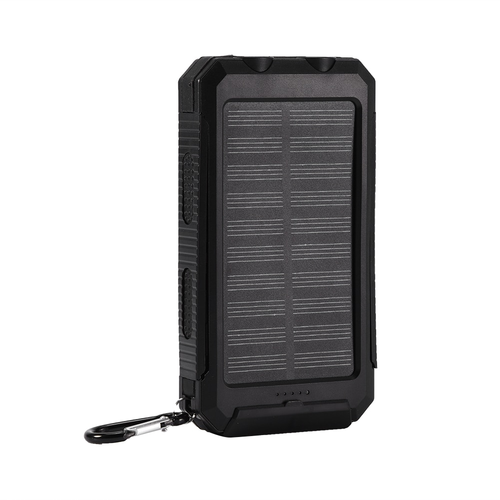 Waterproof Solar Power Bank Case Kit Outdoor Fast Charge Solar Mobile Power Bank Cases DIY Kits With Compass: Black