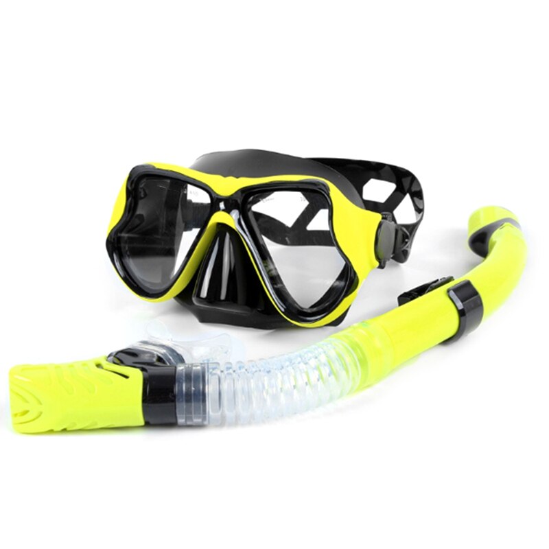 Scuba Diving Mask and Snorkels Anti-Fog Goggles Glasses Diving Swimming Easy Breath Tube Set: Yellow