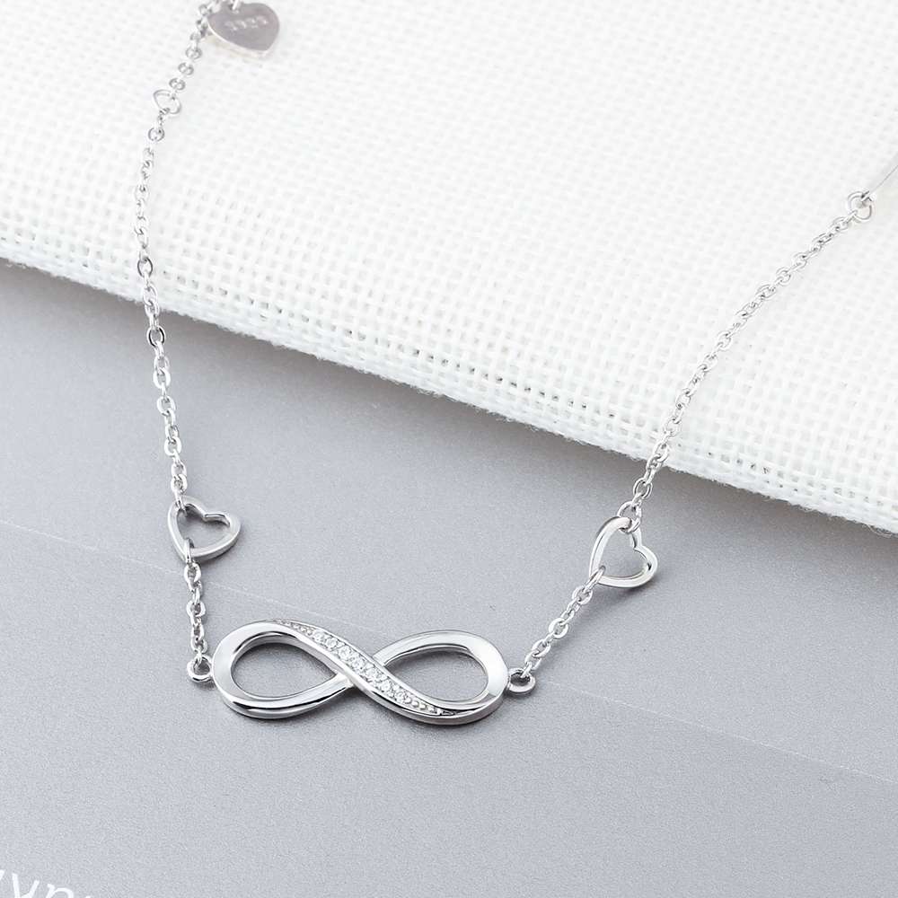 925 Sterling Silver Bracelets for Women Infinity Bracelet with Cubic Zirconia 8 Shape Chain Bracelet Jewelry (Lam Hub Fong)