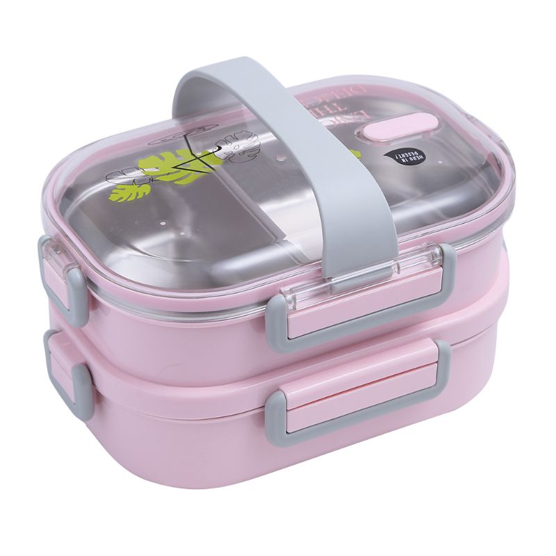 Lunch Box Stainless Steel Children's Lunch Box for School Picnic Camping: Pink-2