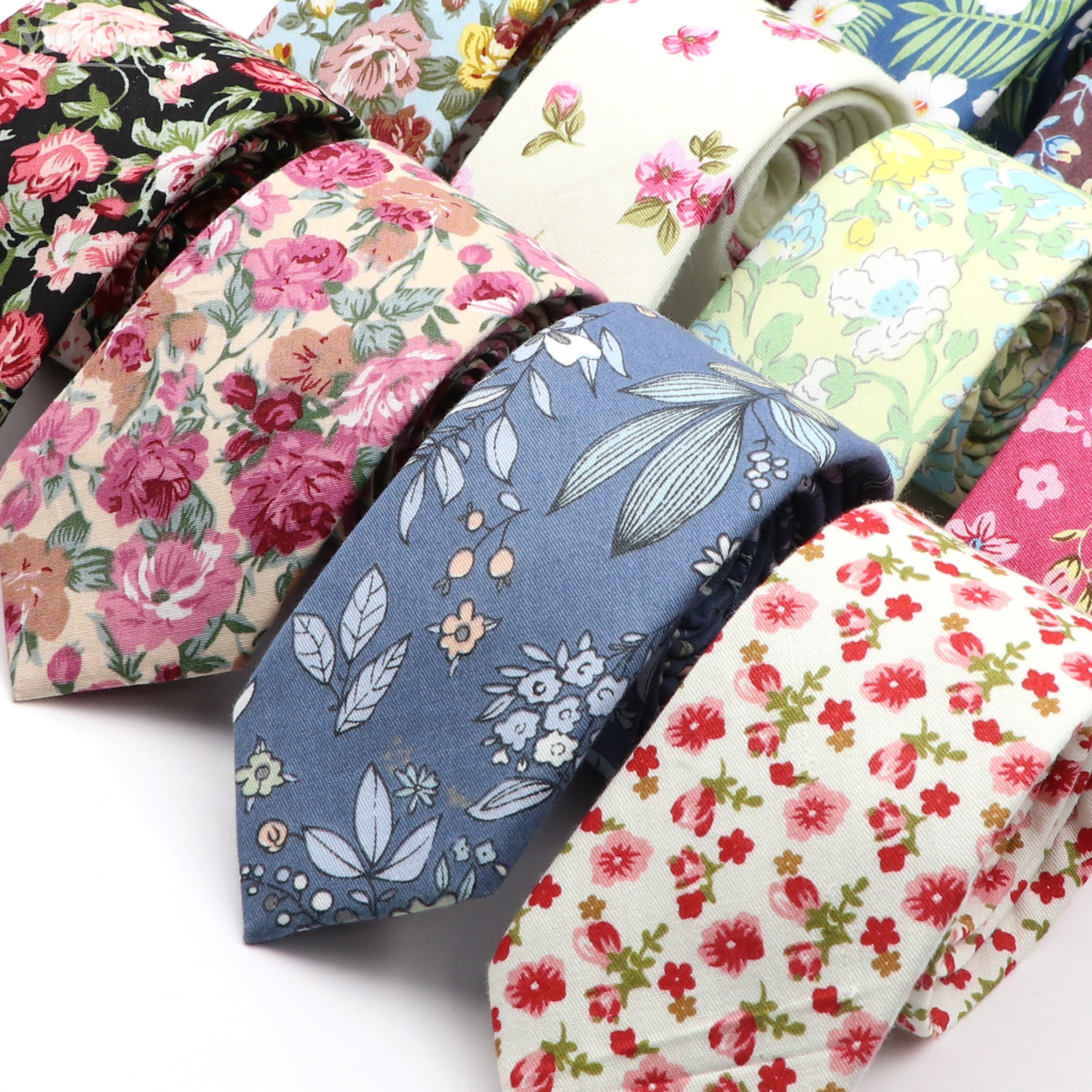 Neue Blumenkrawatte für Männer, dünne, lässige Baumwollkrawatte für Hochzeit, lässige Herrenkrawatten, klassische Anzüge, Blumendruck-Krawatten, Krawatte
