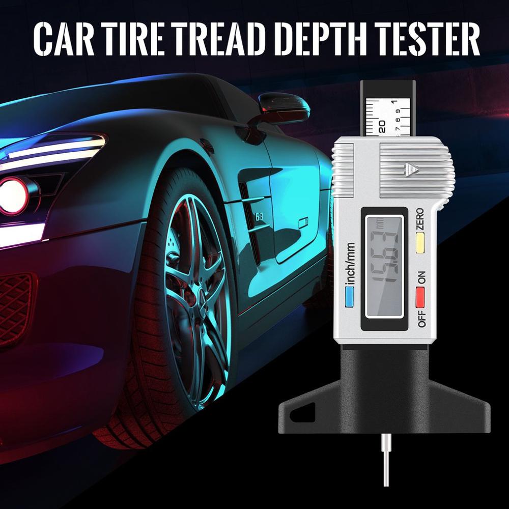 Digital Car Tire Tread Depth Tester 0-25mm Tyre Tread Depth Gauge Meter Measurer Tool Caliper LCD Display Tire Measurement