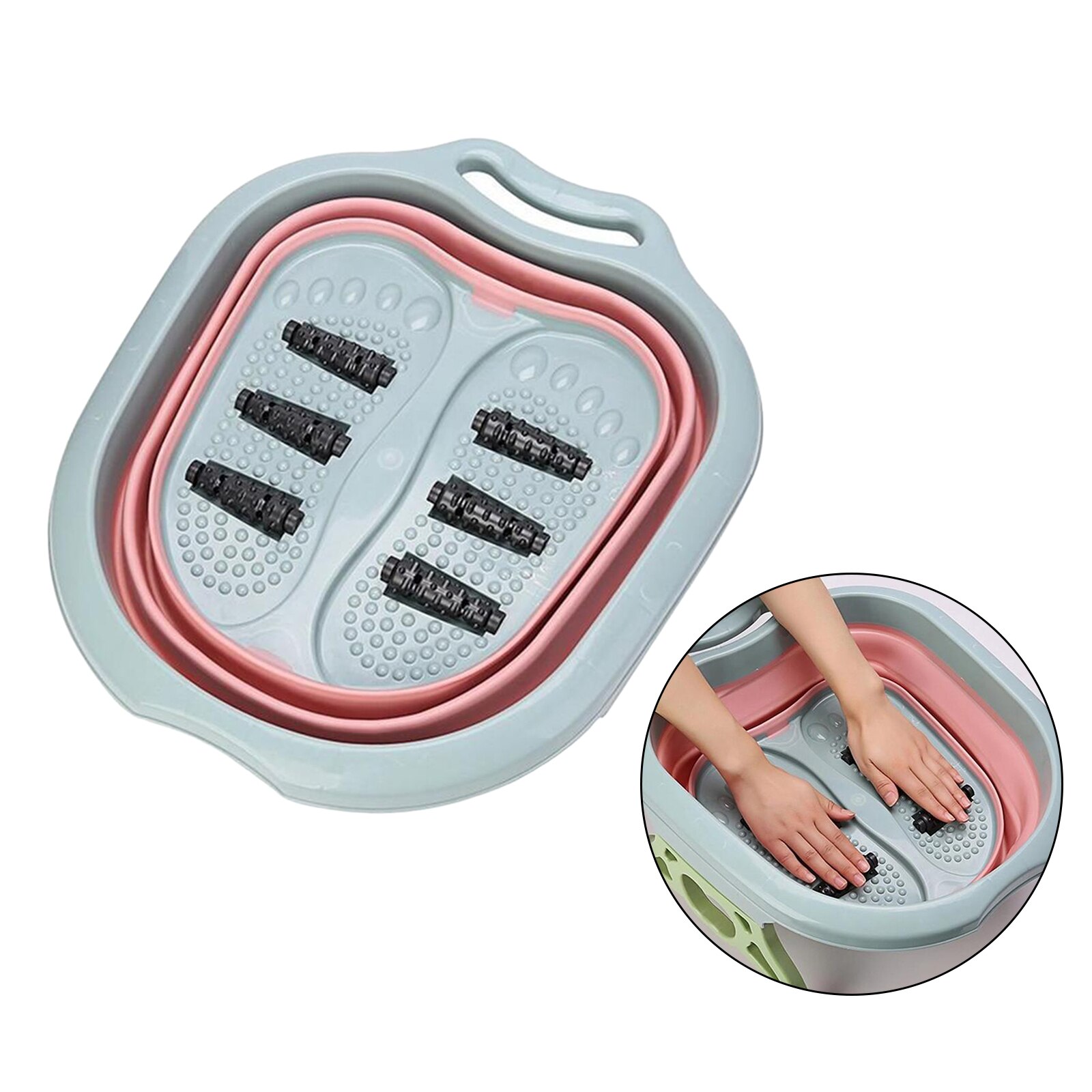 Pie de plástico plegable bañera cubo Bol pie Spa pedicura: Pink