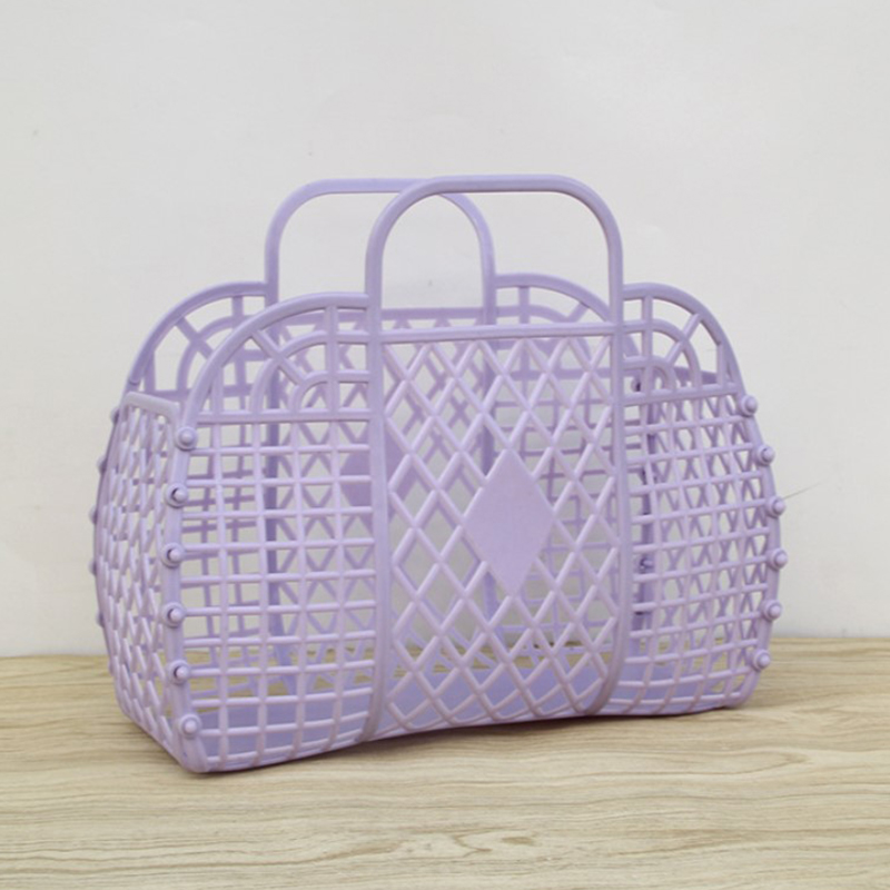 1pcs Bathroom Laundry Basket Foldable Mesh Portable Plastic Bathroom Laundry Basket Assemble the Wash Basket: VIOLET/紫罗兰