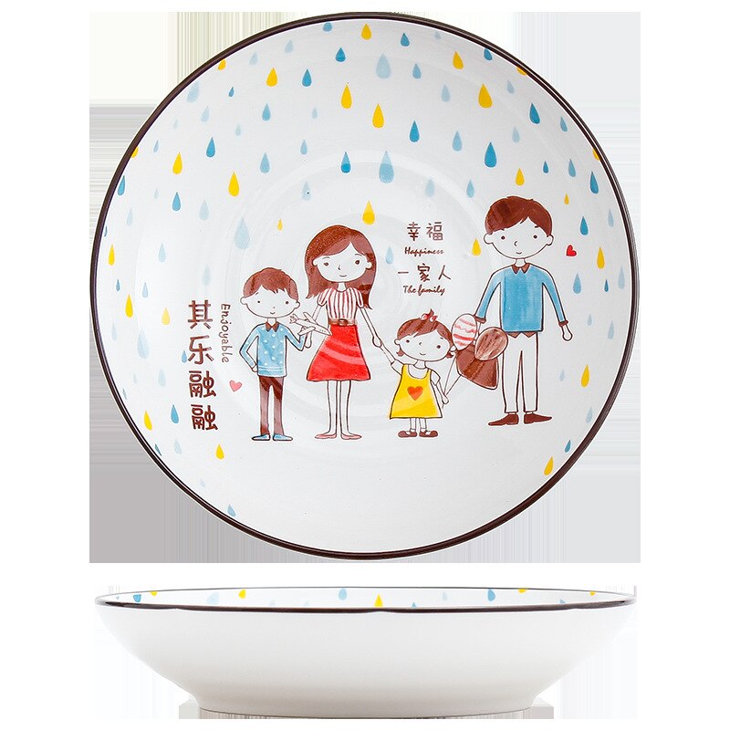 Creatieve Keramische Servies Ouder-Kind Kom Cartoon Familie Rijstkom Voor Een Gezin Van Vier Kommen En Borden Set ontbijt Plaat