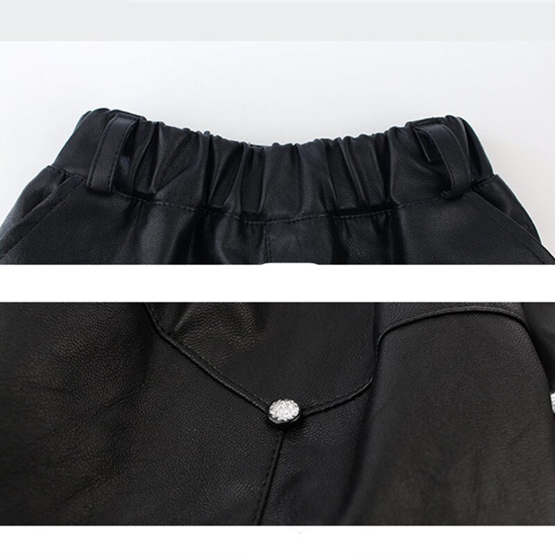 Fancy Girls Leather Skirts With Crystal Kids Leather Mini Skirt for Girl Age 4 5 6 7 8 9 10 11 12 13 Years Old