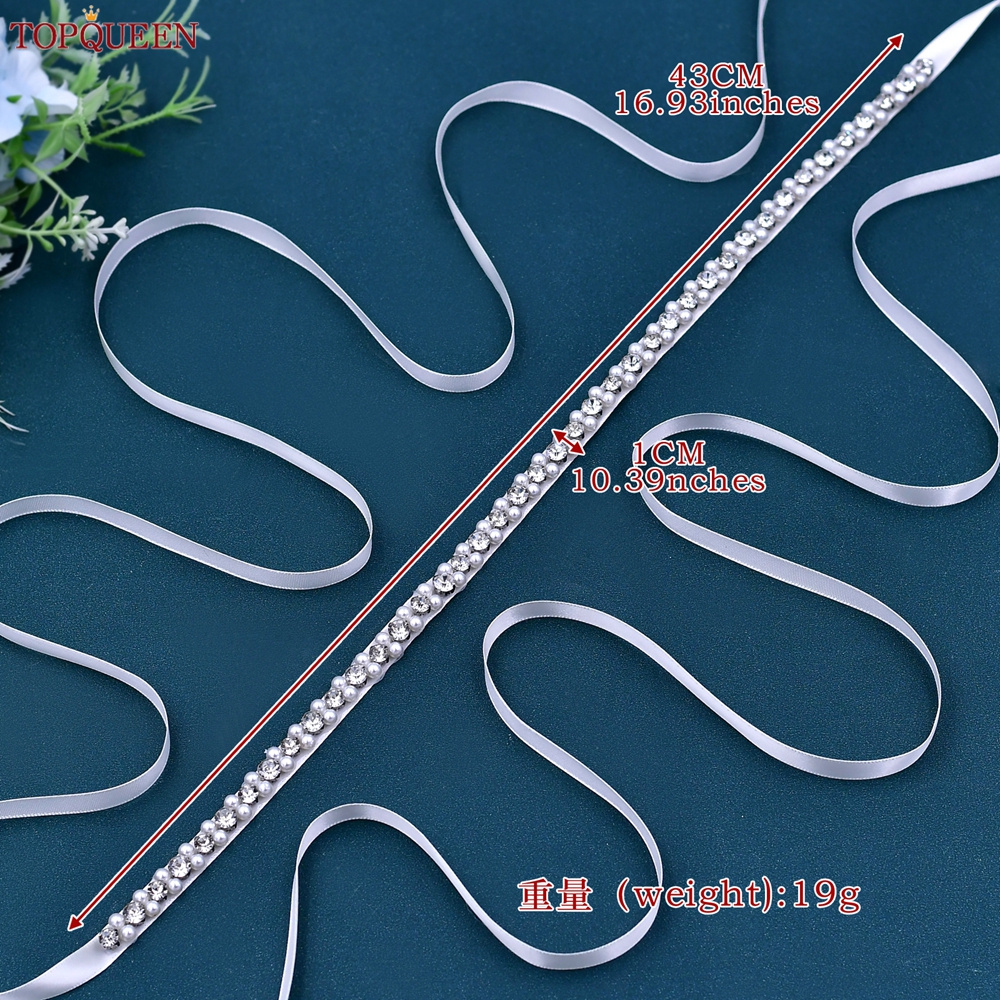 TOPQUEEN Bruid Riem Zilveren Diamanten Bruiloft Riem Banket Party Parel Jurk Accessoires Bruiloft Gast Bruidsmeisje Accessoires S381