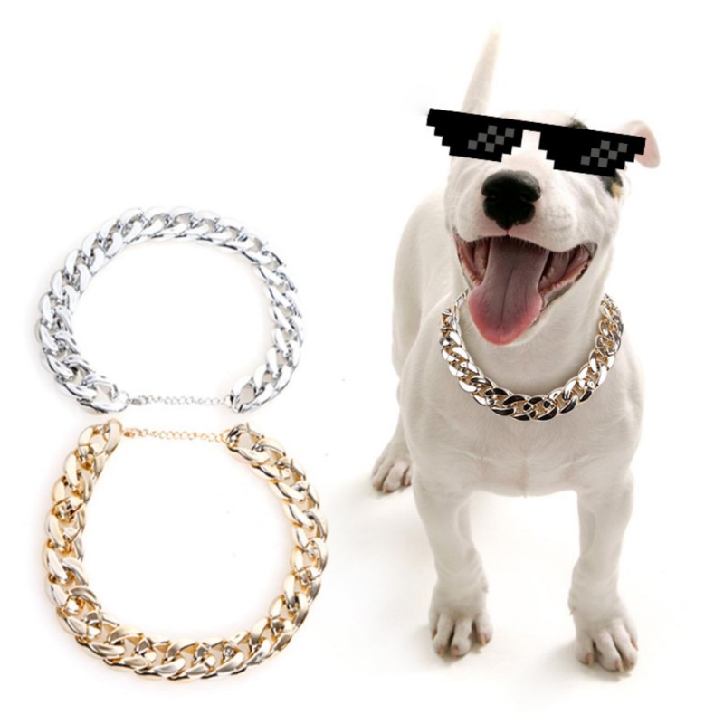 Lien cubain épais chaîne dorée chien chat animaux collier de sécurité collier pour animaux de compagnie pour Pit Bull, dogue, bouledogue, grandes races