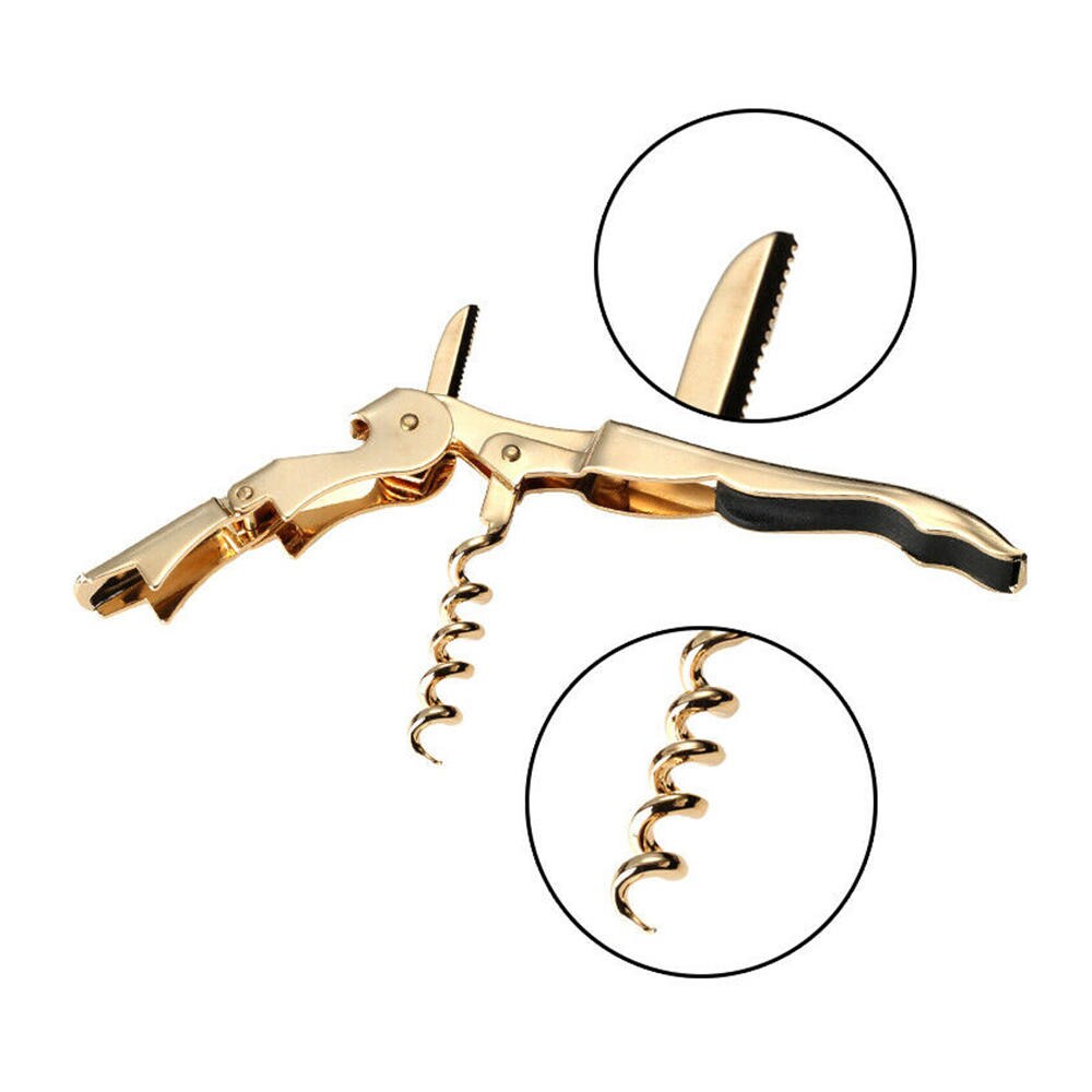 Gold Plated Corkscrew Double Hinge Waiters Wine Key Bottle Opener Best Useful Bottle Openers Style